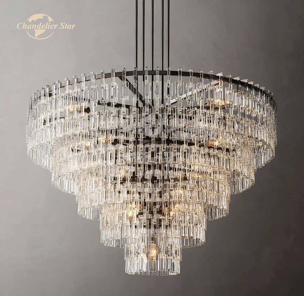Afralia™ Marignan Crystal Chandelier Tiered Round Living Room Pendant Light