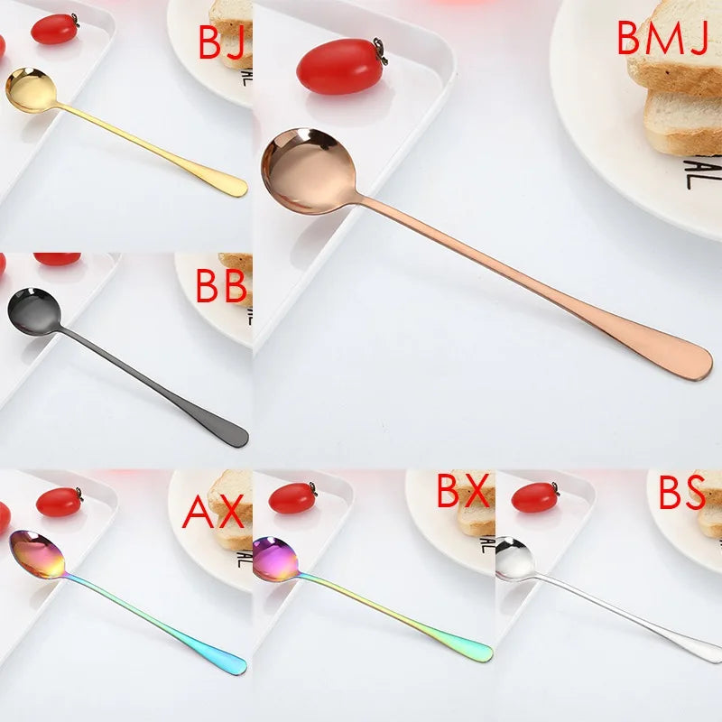 Afralia™ Stainless Steel Ice Spoon Stirred Spoon Dessert Spoon Kitchen Tools