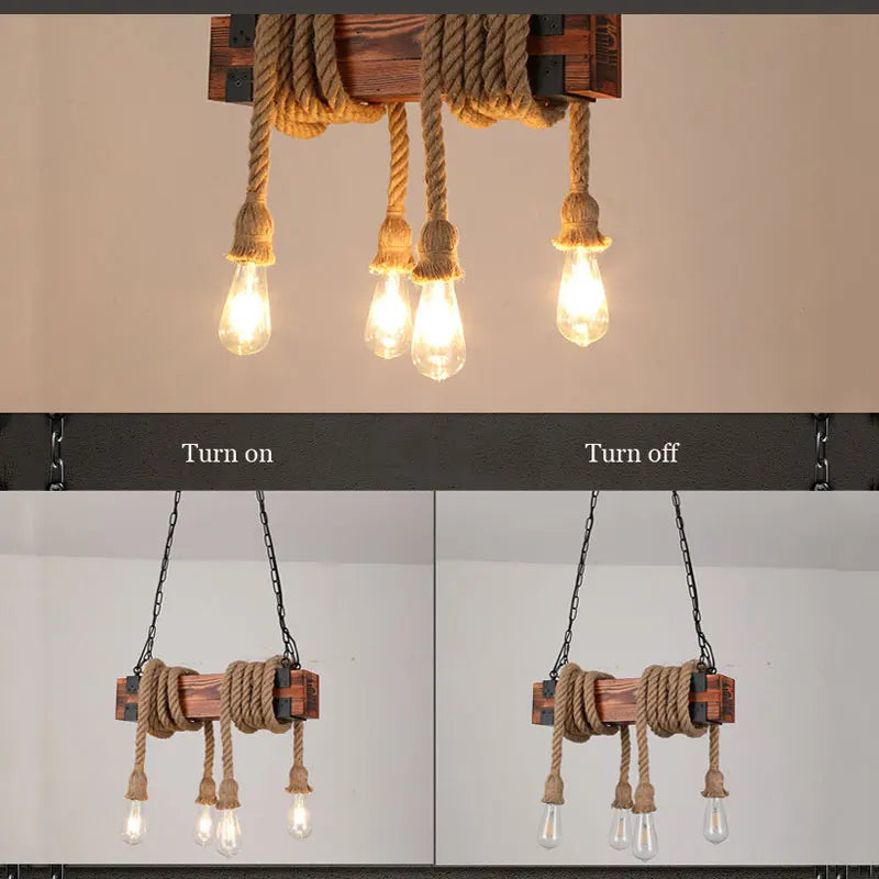 Afralia™ Retro Industrial Wood Chandelier E27 Pendant Lamp for Dining Room, Bar, Cafe