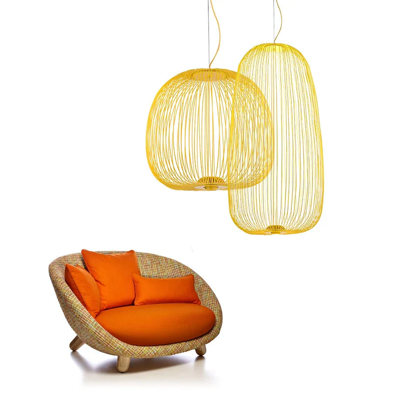 Afralia™ Spokes Pendant Lamp: Modern Bird Cage LED Light Fixture for Kitchen, Dining Room