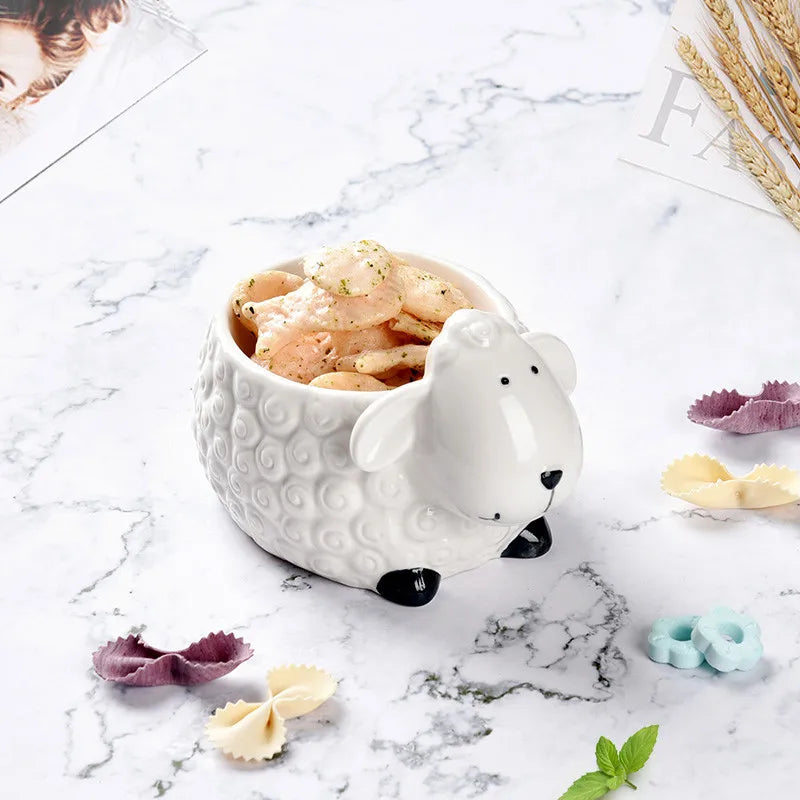 Afralia™ Duck Ceramic Dessert Bowl Snack Sushi Storage Breakfast Bowl