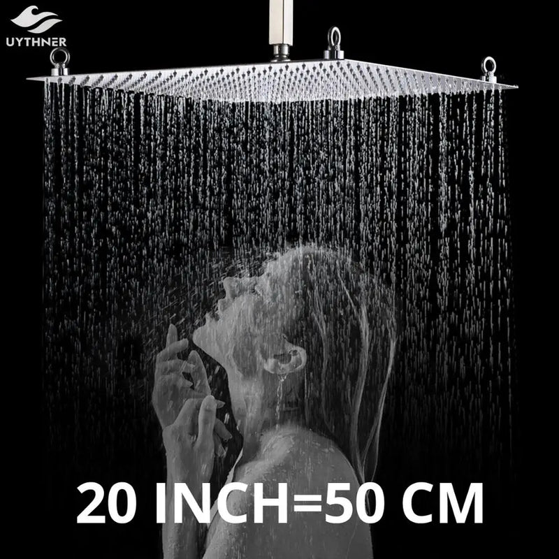 Afralia™ 20 Inch Luxury Chrome Square Shower Head Stainless Steel Ultrathin Rainfall Head