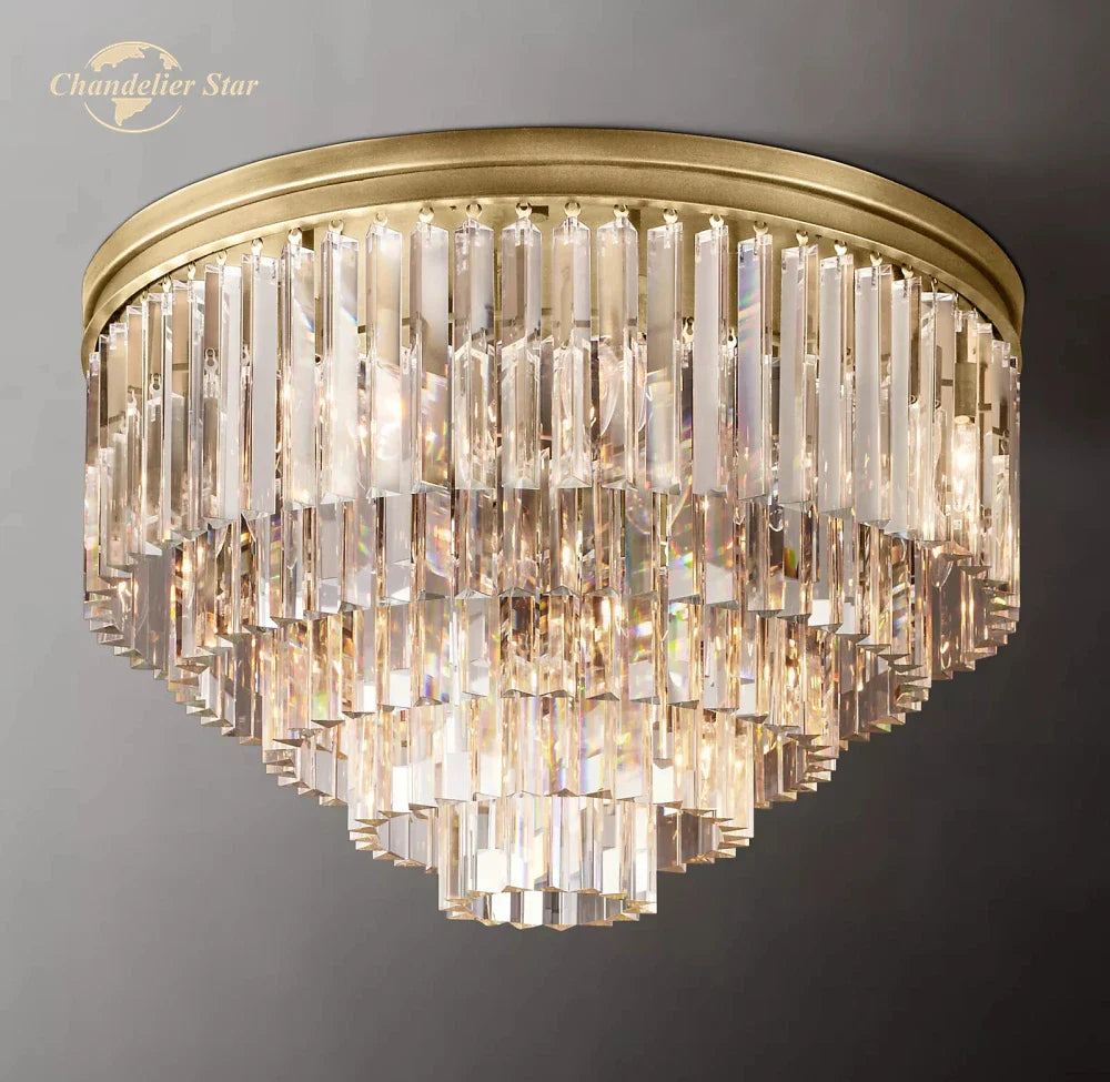 Afralia™ Crystal Flushmount Chandelier - Modern Ceiling Light for Living Room