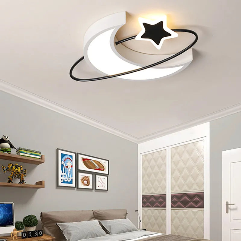 Afralia™ Modern Moon Ceiling Light for Kids Room and Bedroom Decoration