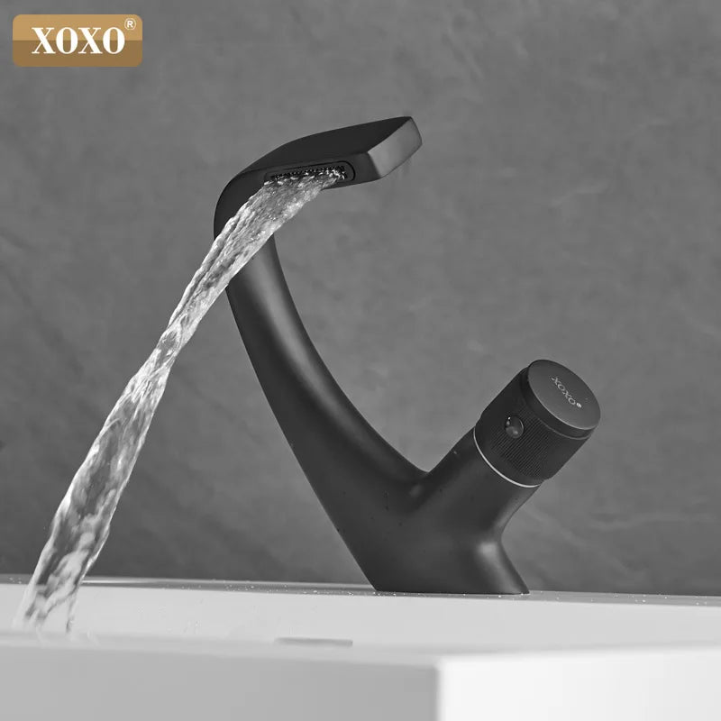 Afralia™ Modern Brass Basin Faucet Single Handle Waterfall Mixer Tap