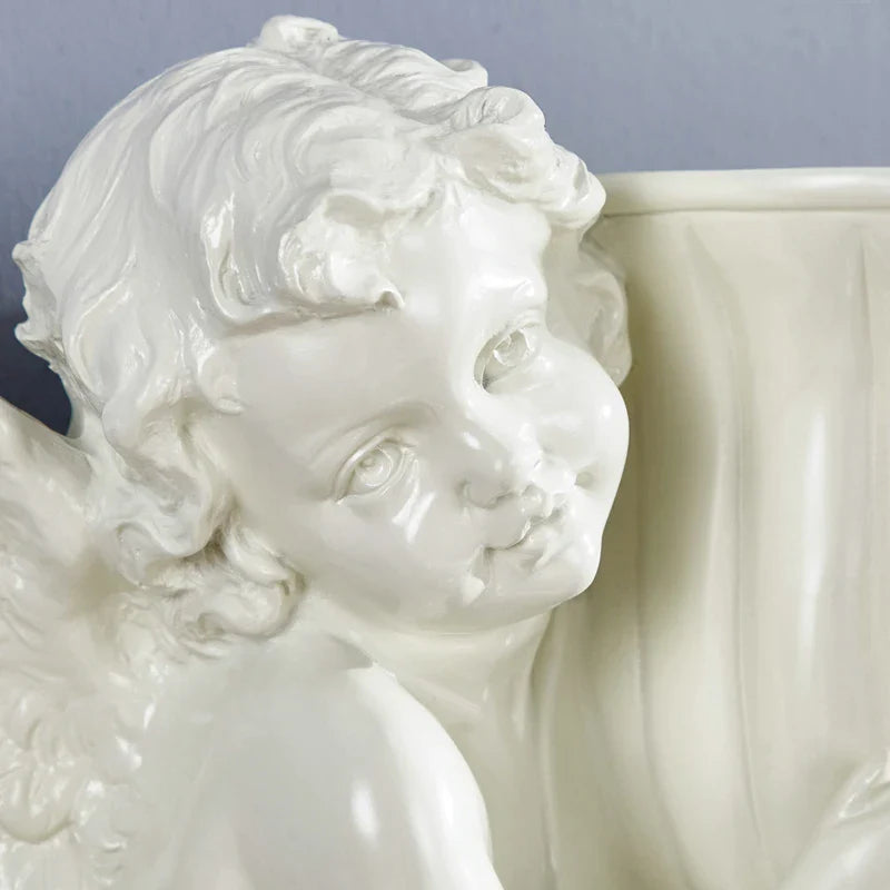 Afralia™ Resin Angel Wall Vase: Cupid Flower Pot Decor for Living Room Background Art
