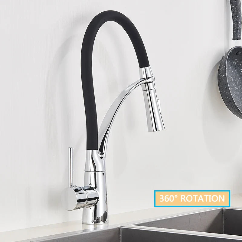 Afralia™ Black Hose Kitchen Faucet with Single Handle and Pull Down Sprayer