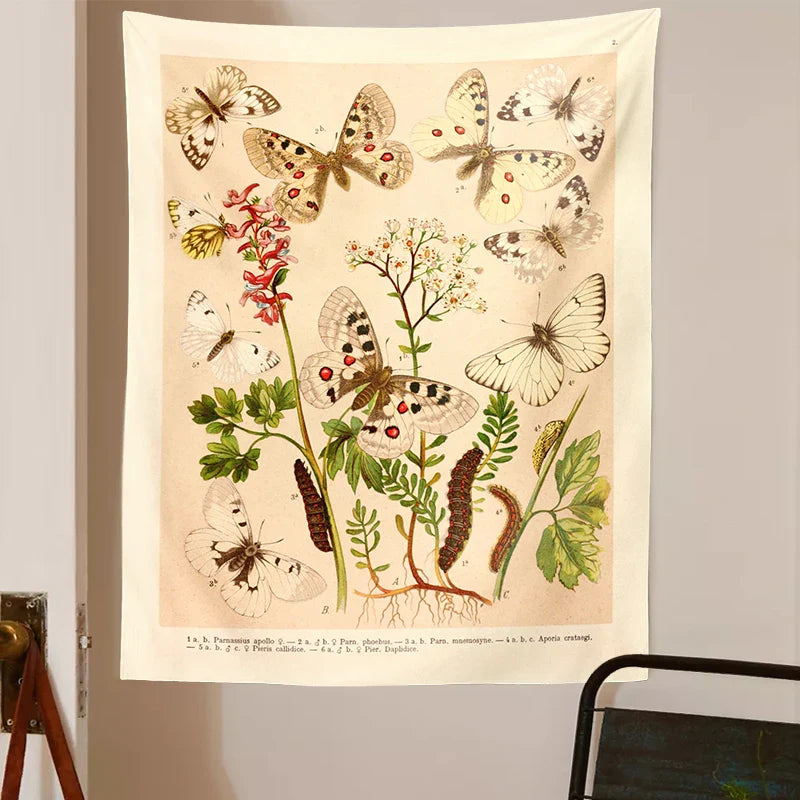 Vintage Butterfly Tapestry Wall Art Illustration Chart for Boho Decor by Afralia™