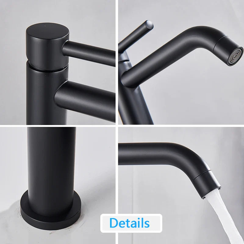 Afralia™ Matte Black/Gun Gray Sink Faucet: Single Handle Basin Mixer, Hot Cold Water Taps