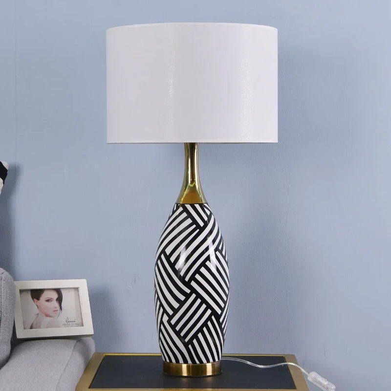 Afralia™ Zebra Stripes Ceramic Table Lamps - Stylish Lighting for Home Decor - E27 Bulb