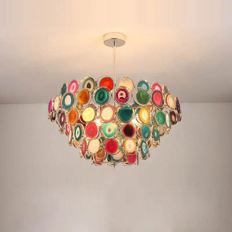 Afralia™ LED Agate Chandelier - Modern Colorized Designer Lighting for Foyer & Dining Room