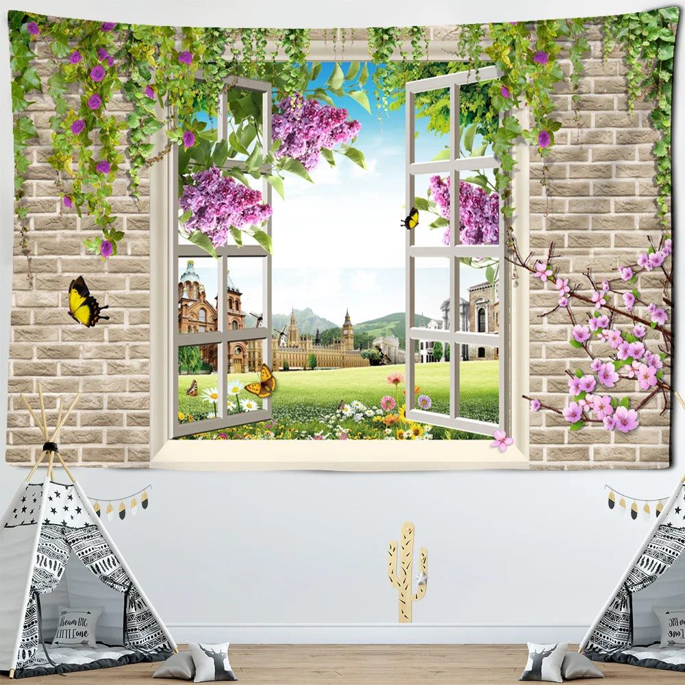 Afralia™ Scenery Flower Mandala Wall Hanging: Boho Green Plant Bedspread & Home Decor