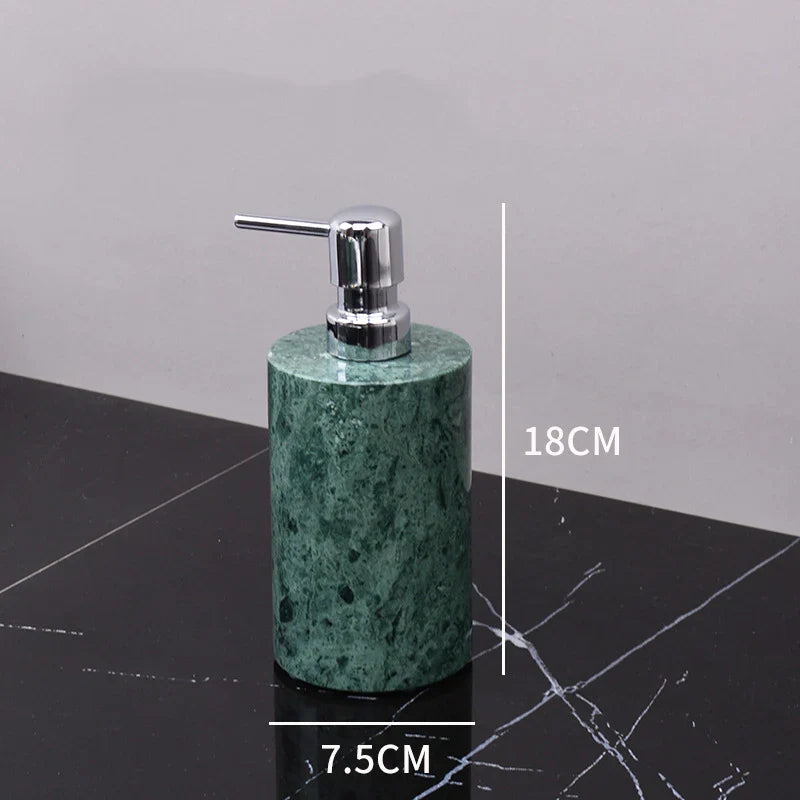 Afralia™ Green Marble Bathroom Set: Dispenser, Dish, Holder, Tissue Box & Accessories