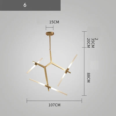 Afralia™ Branch Suspension Pendant Light - Gold Black G9 LED Iron Glass Fixture