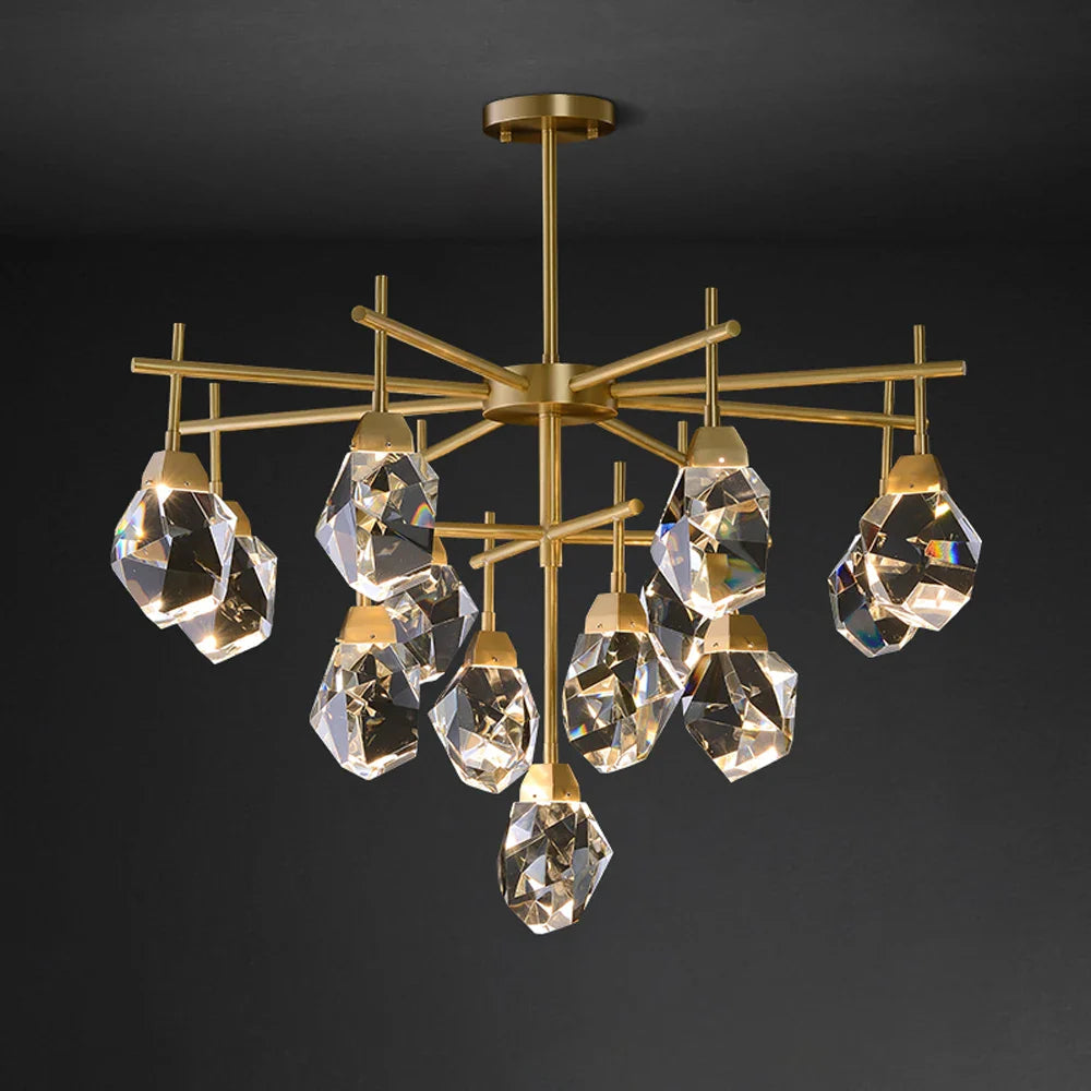 Afralia™ Diamond Crystal Stone Lustre Chandelier for Dinning Room