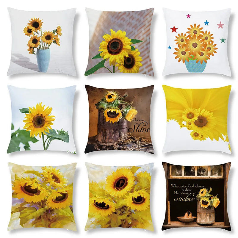 Afralia™ Sunflower Oil Painting Pillowcase - Custom European Style for Car Sofa