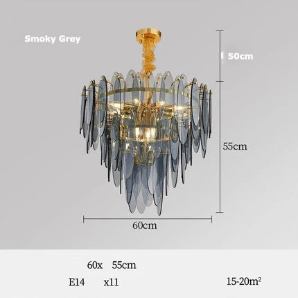 Afralia™ Art Deco Glass Iron LED Chandelier for Dinning Room