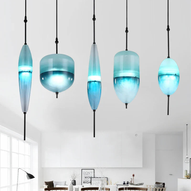 Afralia™ Glass Pendant Lamp: Blue Gradient Italian Designer Light for a Peaceful Space