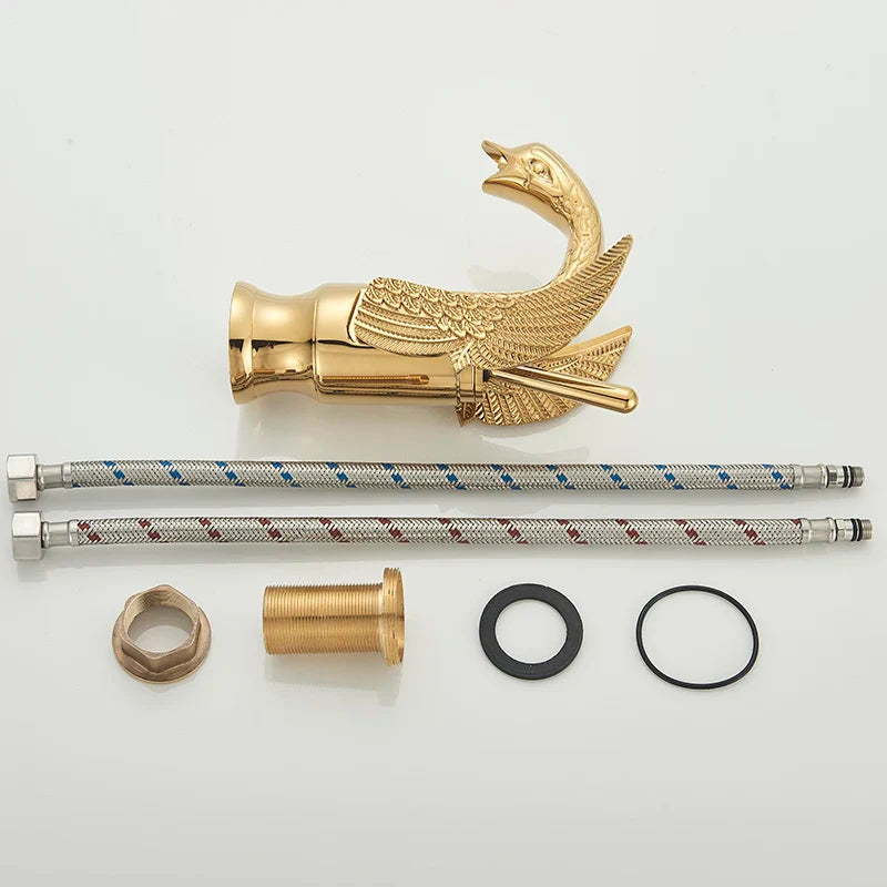 Afralia™ Swan Brass Basin Faucet: Luxury Single Hole Basin Mixer Tap for Bathroom