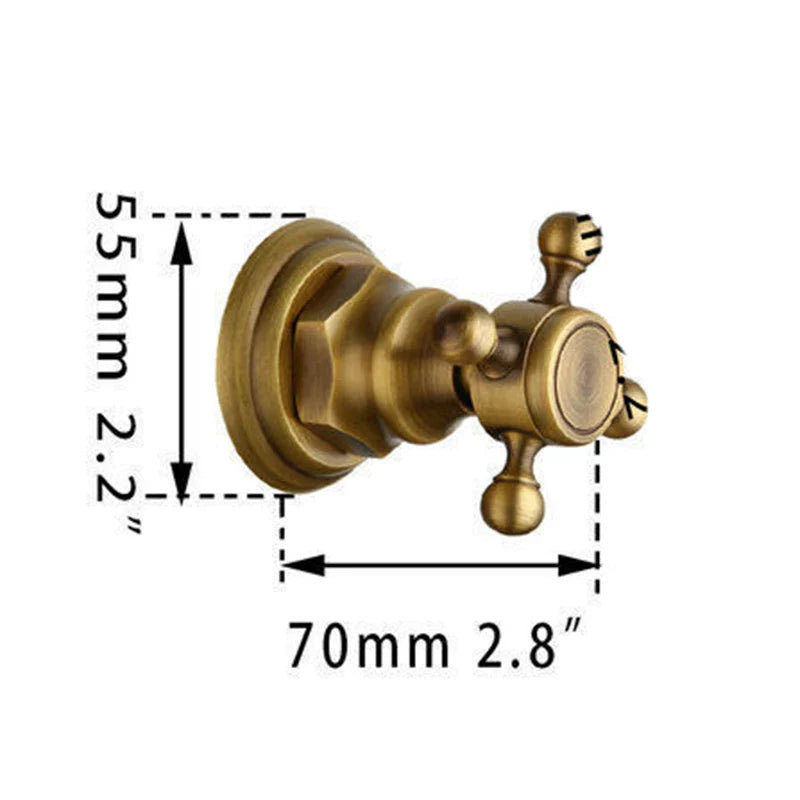 Afralia™ Antique Brass Round Wall Mounted Rainfall Shower Faucet Set with 2 Handles