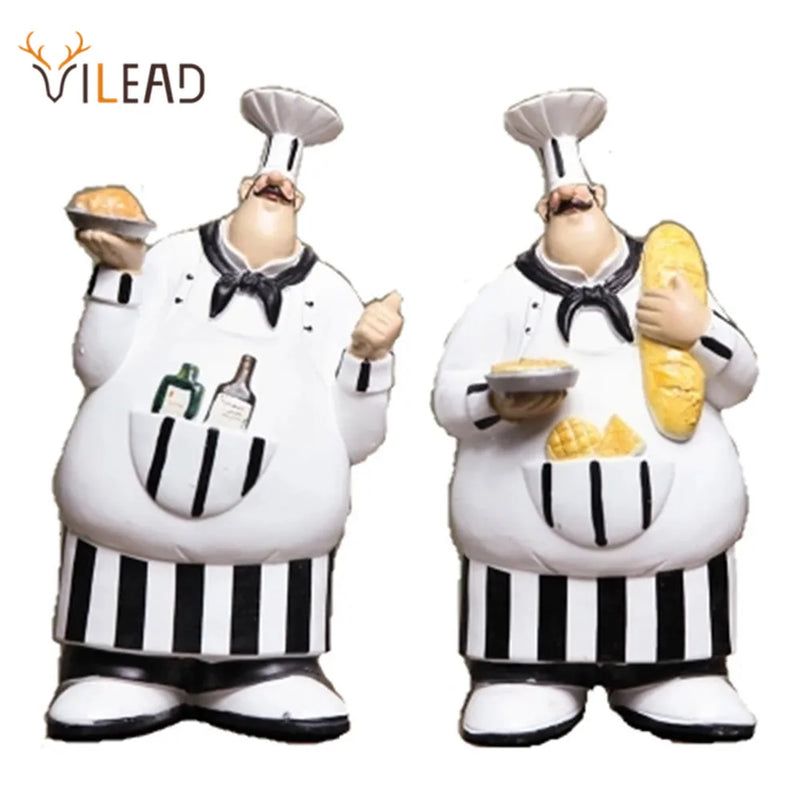 Afralia™ Chef Figurines Set - Vintage Resin Wall Ornaments for Home Decor & Gifts