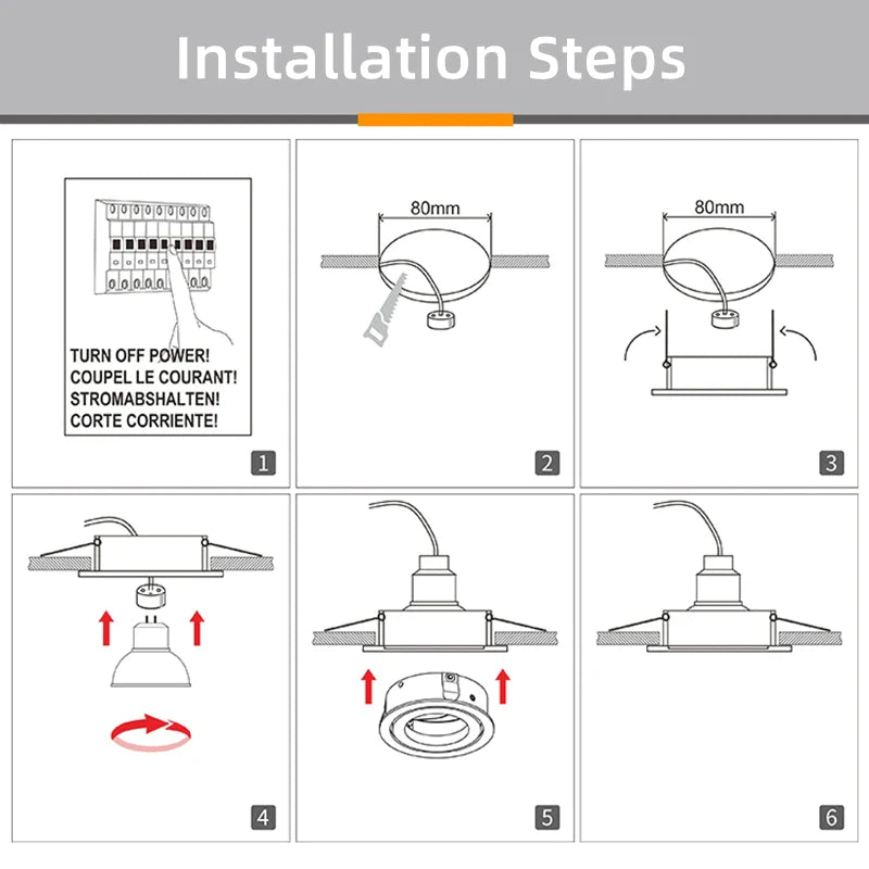 Afralia™ Adjustable LED Ceiling Downlight Frame with GU10/MR16 Holder for Spot Lighting