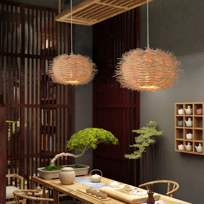 Afralia™ Rattan Wicker Bird Nest Chandelier - Modern Handmade Suspension Lighting