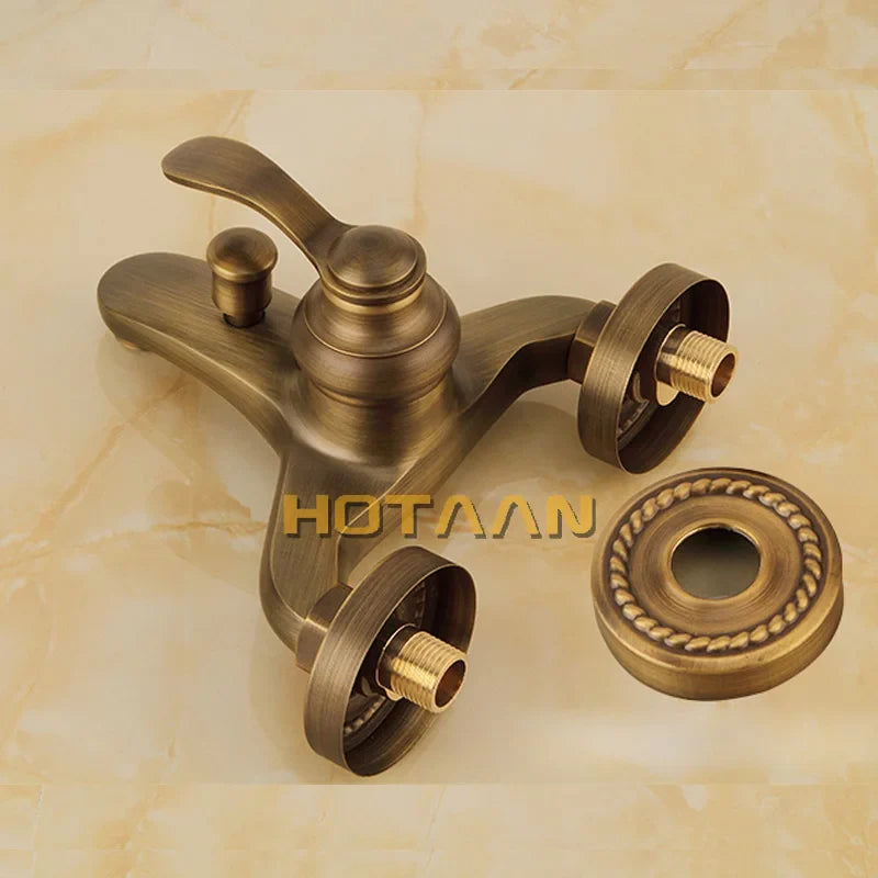 Afralia™ Antique Brass Hand Held Shower Head Kit - YT-5360-A