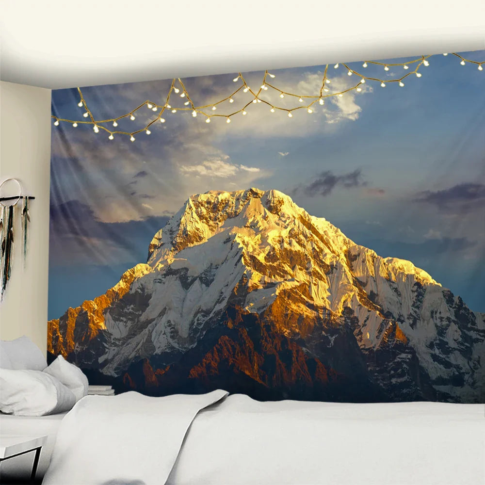 Mountain Peak Tapestry: Himalayas Scenery Wall Hanging by Afralia™