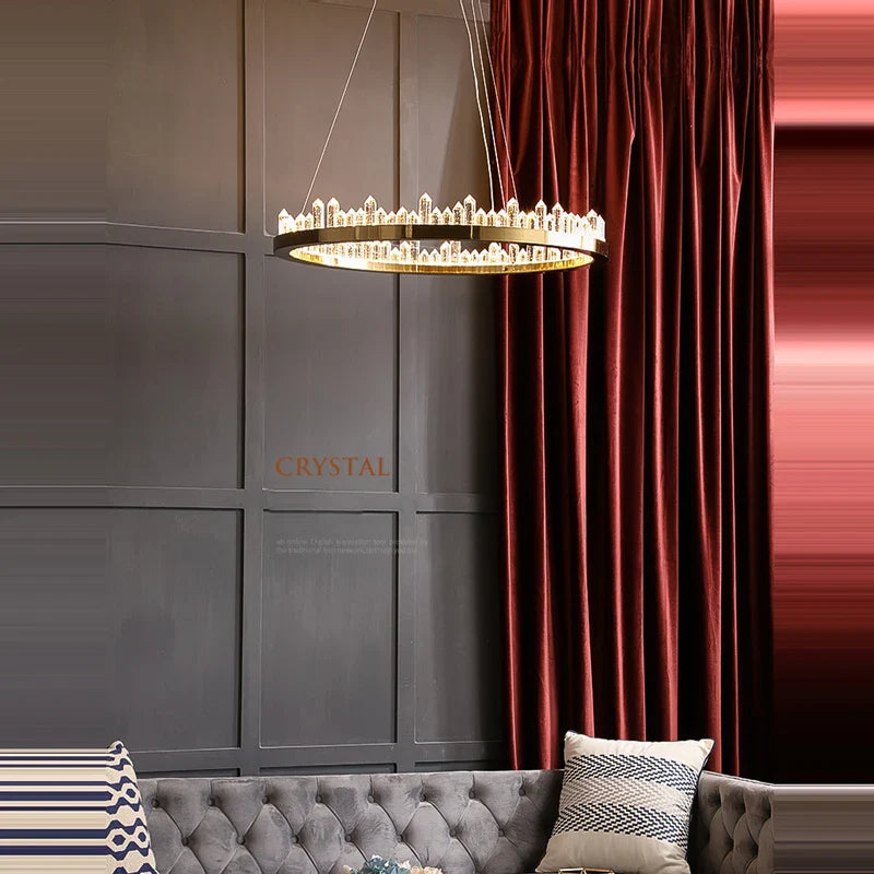 Afralia™ Dimmalbe LED Crystal High Ceiling Chandelier for Living Room