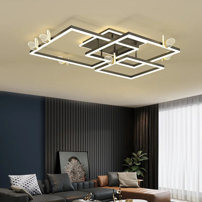 Afralia™ Butterfly Ceiling Lamp: Modern Rectangular Living Room Light for Master Bedroom