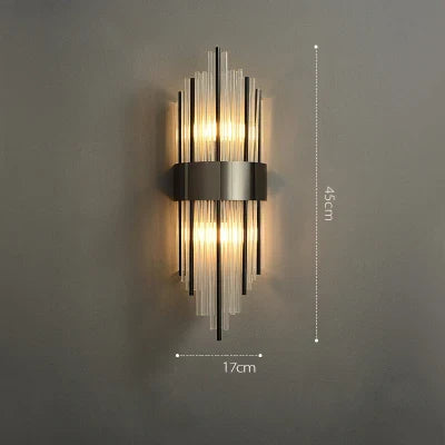 Afralia™ Art Deco LED Stainless Steel Crystal Wall Sconce, Bedroom Corridor Golden Black Wall Light