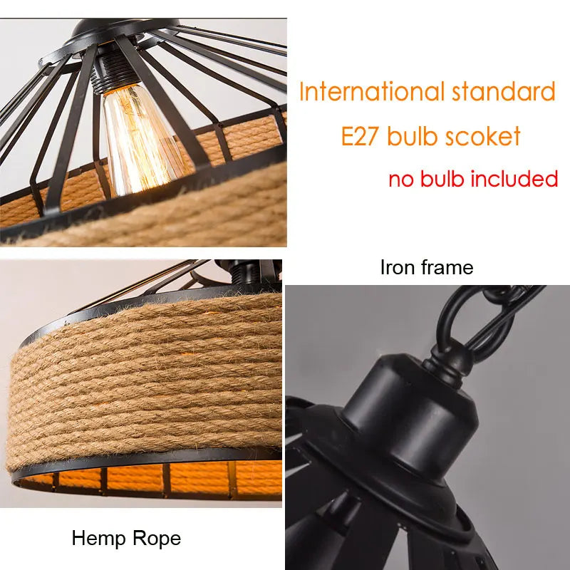 Afralia™ Metal Kitchen Rope Pendant Lights Dining Room Chandelier