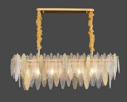 Afralia™ LED Glass Metal Leaf Chandelier: Luxury Postmodern Lighting for Home Decor, Bedroom, Living Room