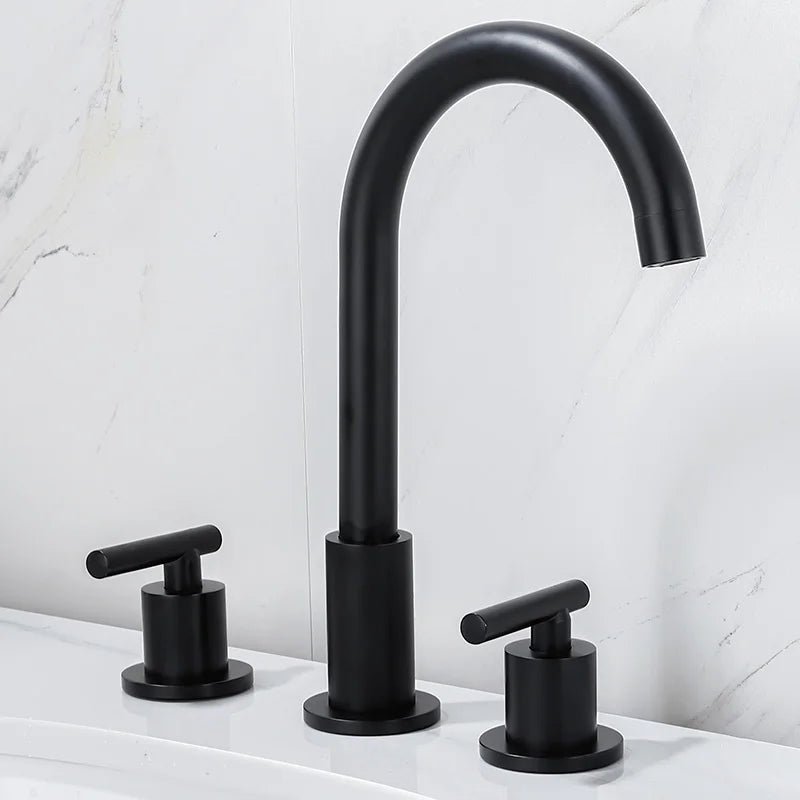 Afralia™ Luxury Gold, Black, and Chrome Basin Faucet - Hot Cold Mixer for Bathroom Sink