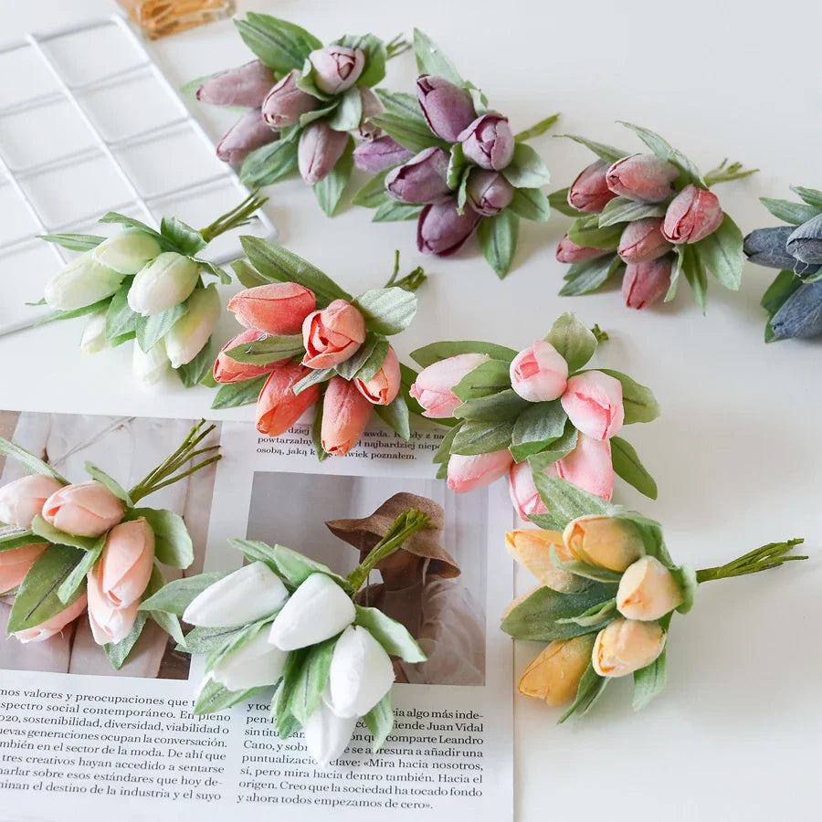 Afralia™ Silk Tulip Bouquet: Home Party & Wedding Decor Artificial Flowers Bouquet