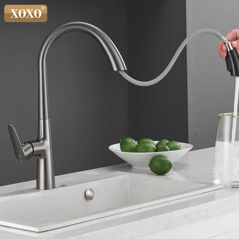 Afralia™ Black Single Handle Pull Out Kitchen Faucet Swivel 360° Water Mixer Tap