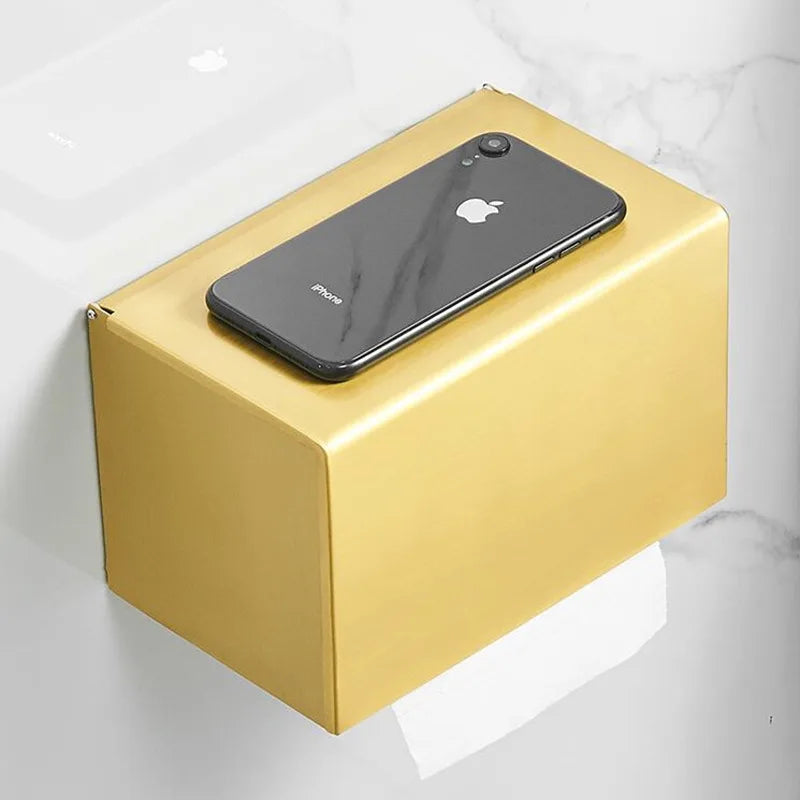 Afralia™ Brushed Gold Aluminum Toilet Paper Holder