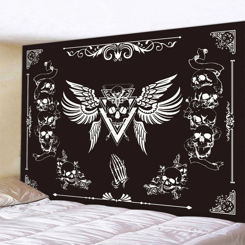 Afralia™ Skull Bee Cat Tapestry: Bohemian Home Decoration Art for Wall, Sofa, Blanket