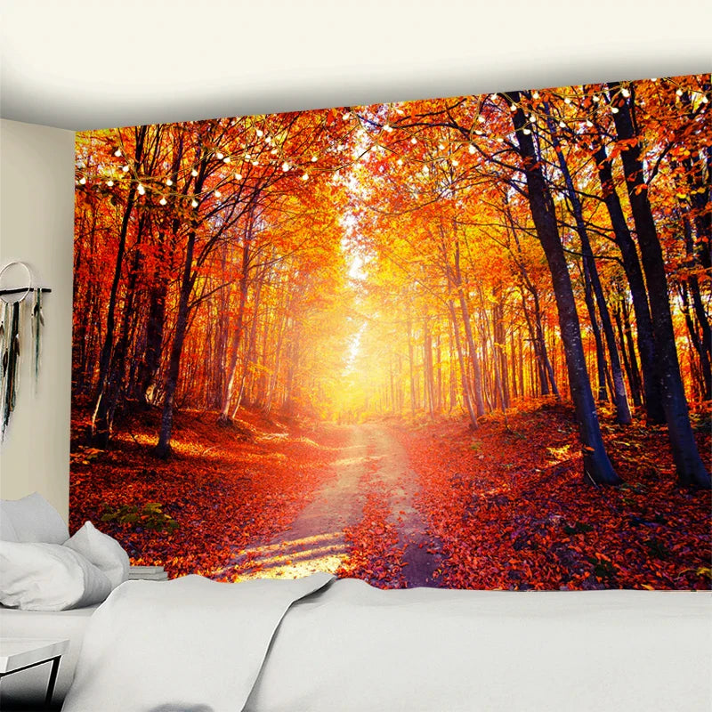 Afralia™ Sunlit Forest Tapestry Wall Hanging, Bohemian Home Decor & Bedspread