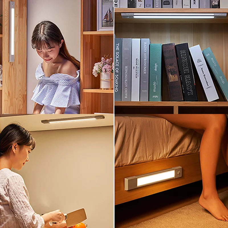 Motion Sensor Night Light USB Charging by Afralia™: Smart Wireless Dimming LED Lamp for Bedroom, Cabinet, Kitchen.