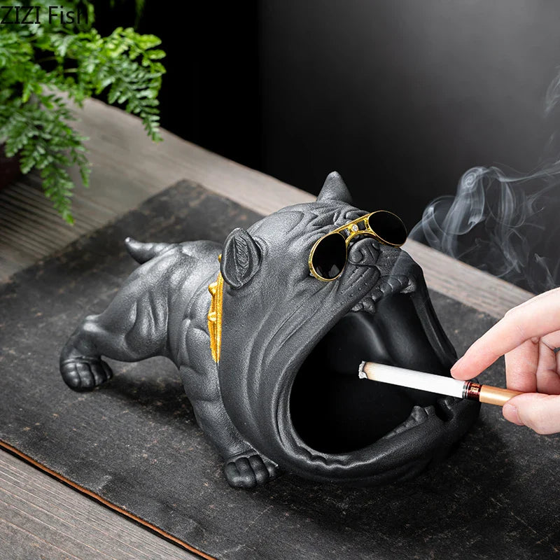 French Bulldog Ceramic Ashtray - Afralia™ Brand Office Desk Décor & Gift for Boyfriend