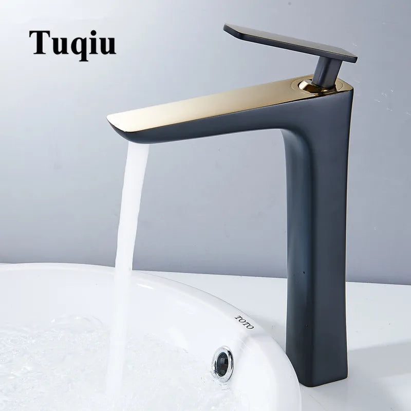 Afralia™ Basin Faucet: Black/White Brass Mixer Tap, Bathroom Sink Water Crane, Hot & Cold.