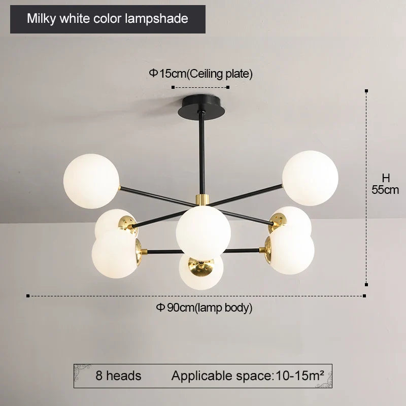 Afralia™ Glass Ball LED Chandelier: Retro Round Wrought Iron Indoor Lighting for Kitchen, Living Room, Farmhouse