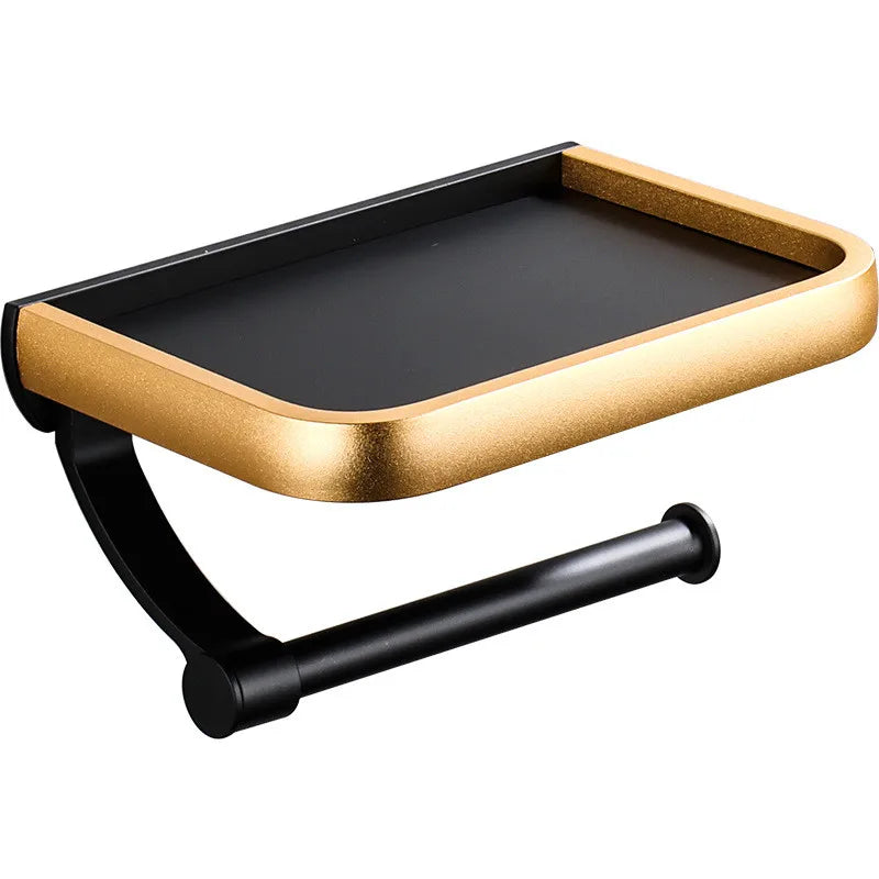 Afralia™ Black Tissue Paper Holder with Phone Stand - Toilet Roll Rack & Storage Box