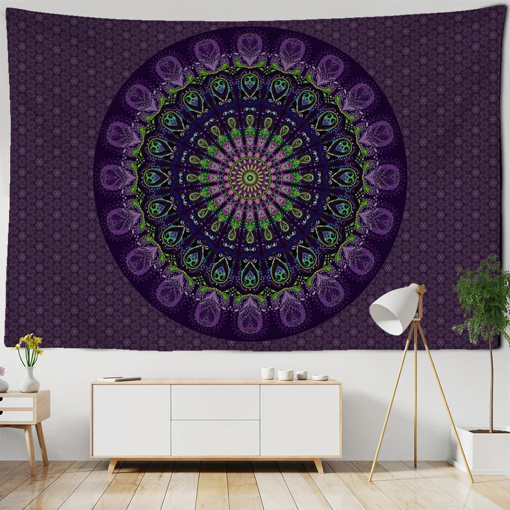 Afralia™ Psychedelic Mandala Tapestry Wall Hanging for Boho Home Decor
