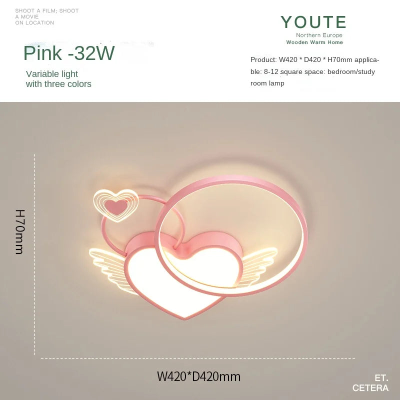 Afralia™ Heart Shape LED Ceiling Light for Girls Room, Bedroom, or Children's Room