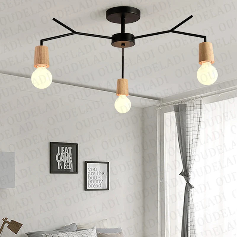 Afralia™ Loft Wooded Ceiling Lamp Retro Edison Bulb Vintage Light Fixtures