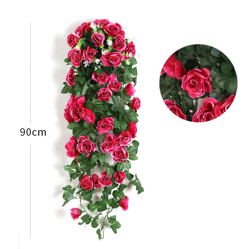 Afralia™ Rattan Vine Rose Wall Hanging: Home Wedding Door Decor Artificial Flowers
