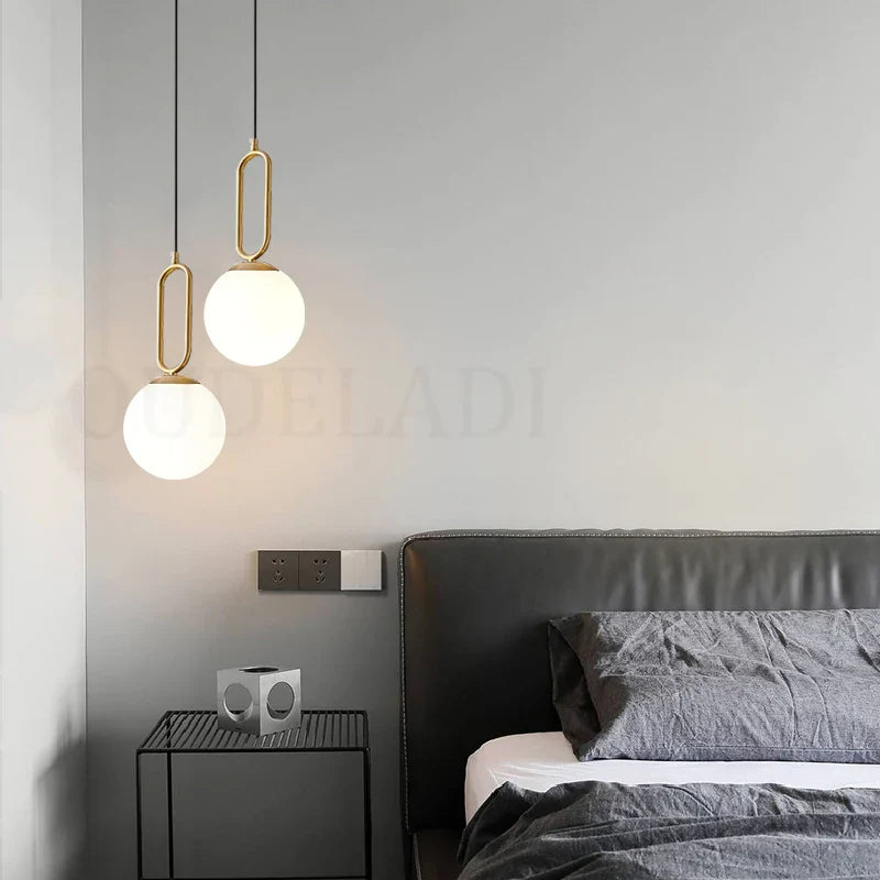 Afralia™ Nordic Glass Ball Brass Pendant Lamp for Modern Living Spaces
